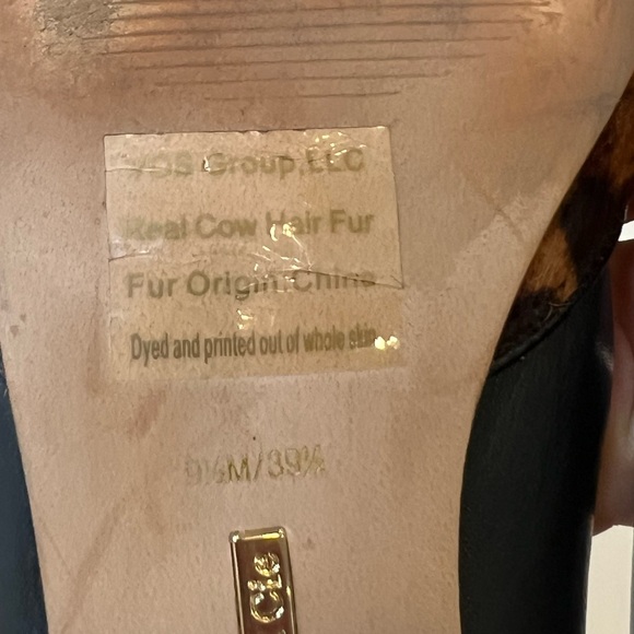 Louise Et Cie Kitten Heel Leather Heels with Calf Hair Leopard Print Toe 9.5 - Picture 9 of 11